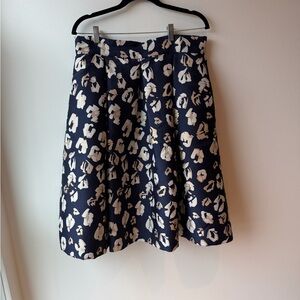 Eliza J Navy White and Gold Floral Skirt